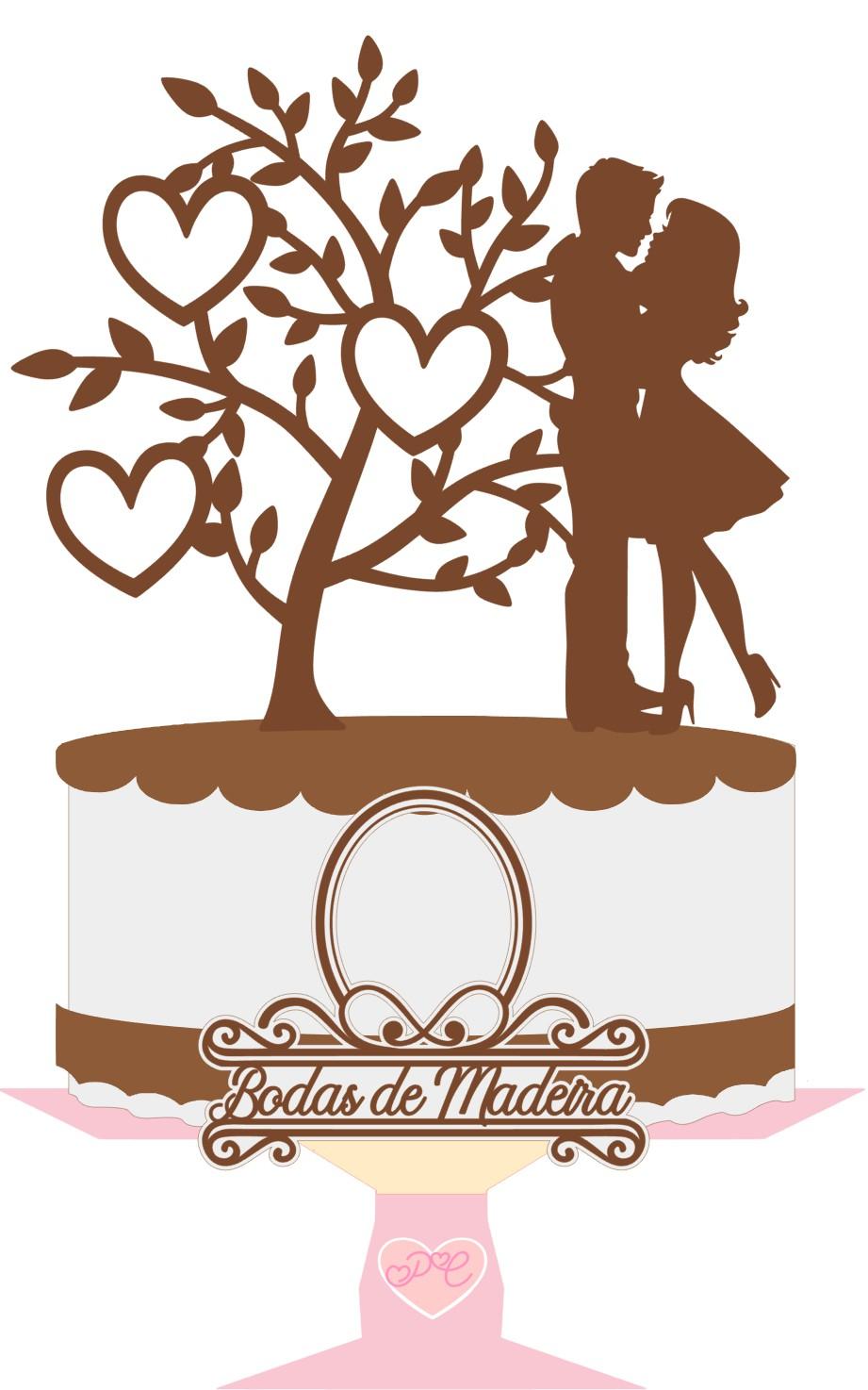 Arquivo de corte topo de bolo Bodas de madeira