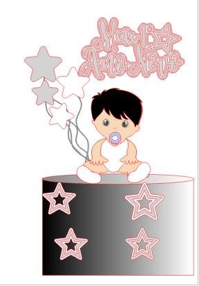 Arquivo de corte topo de bolo Ano novo