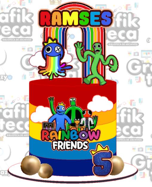 Arquivo de corte topo de bolo Rainbow Friends