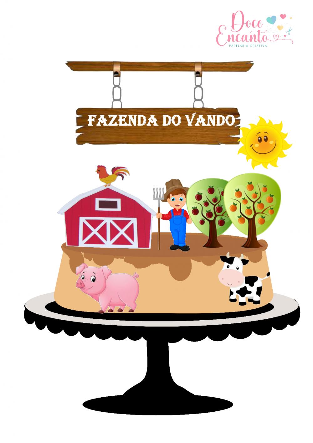 Arquivo de corte topo de bolo Fazendinha