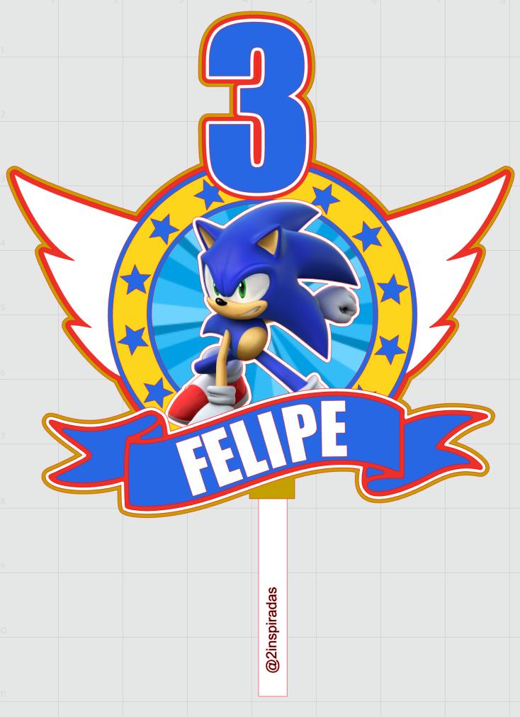 Arquivo de corte topo de bolo Sonic