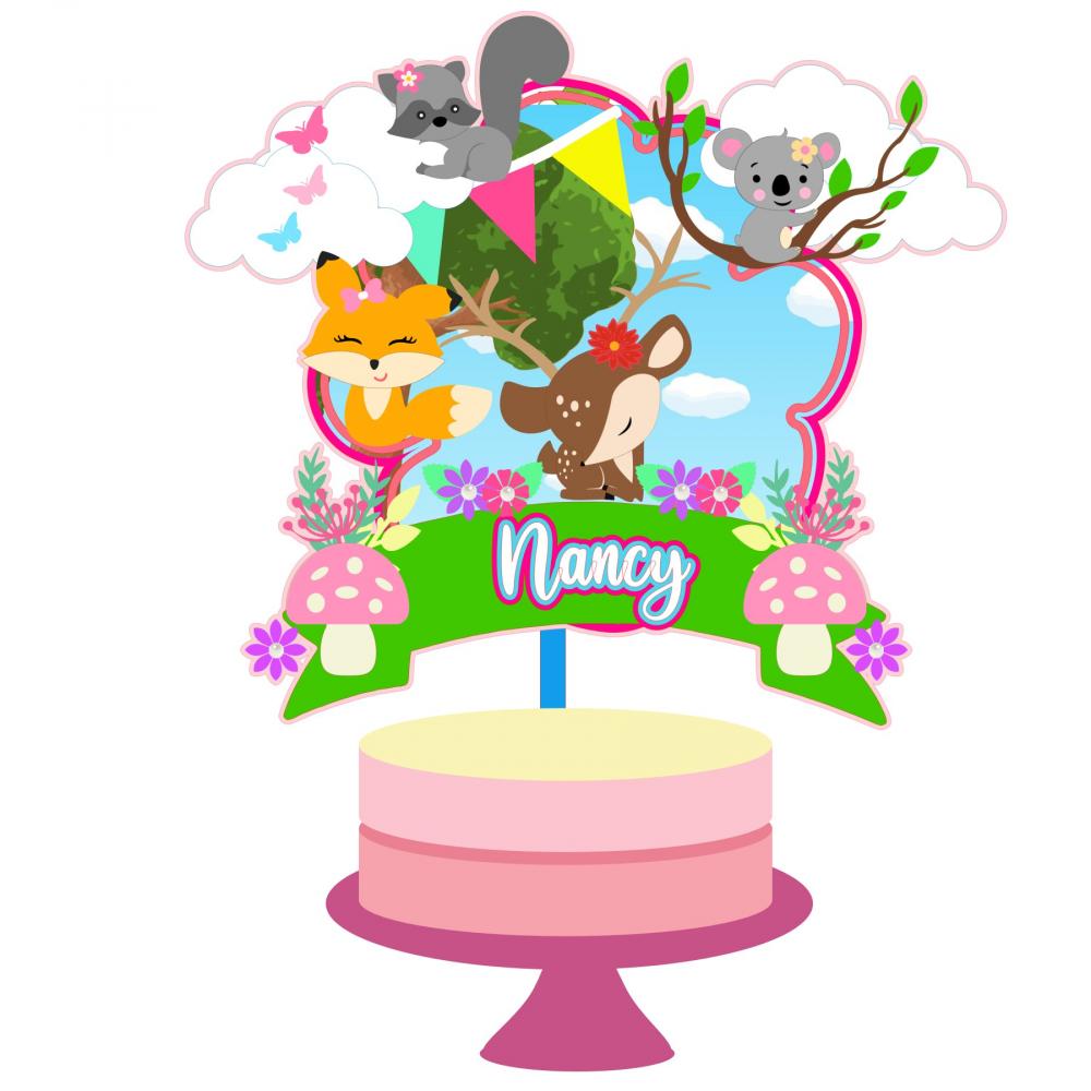 Arquivo de corte topo de bolo animais do Bosque