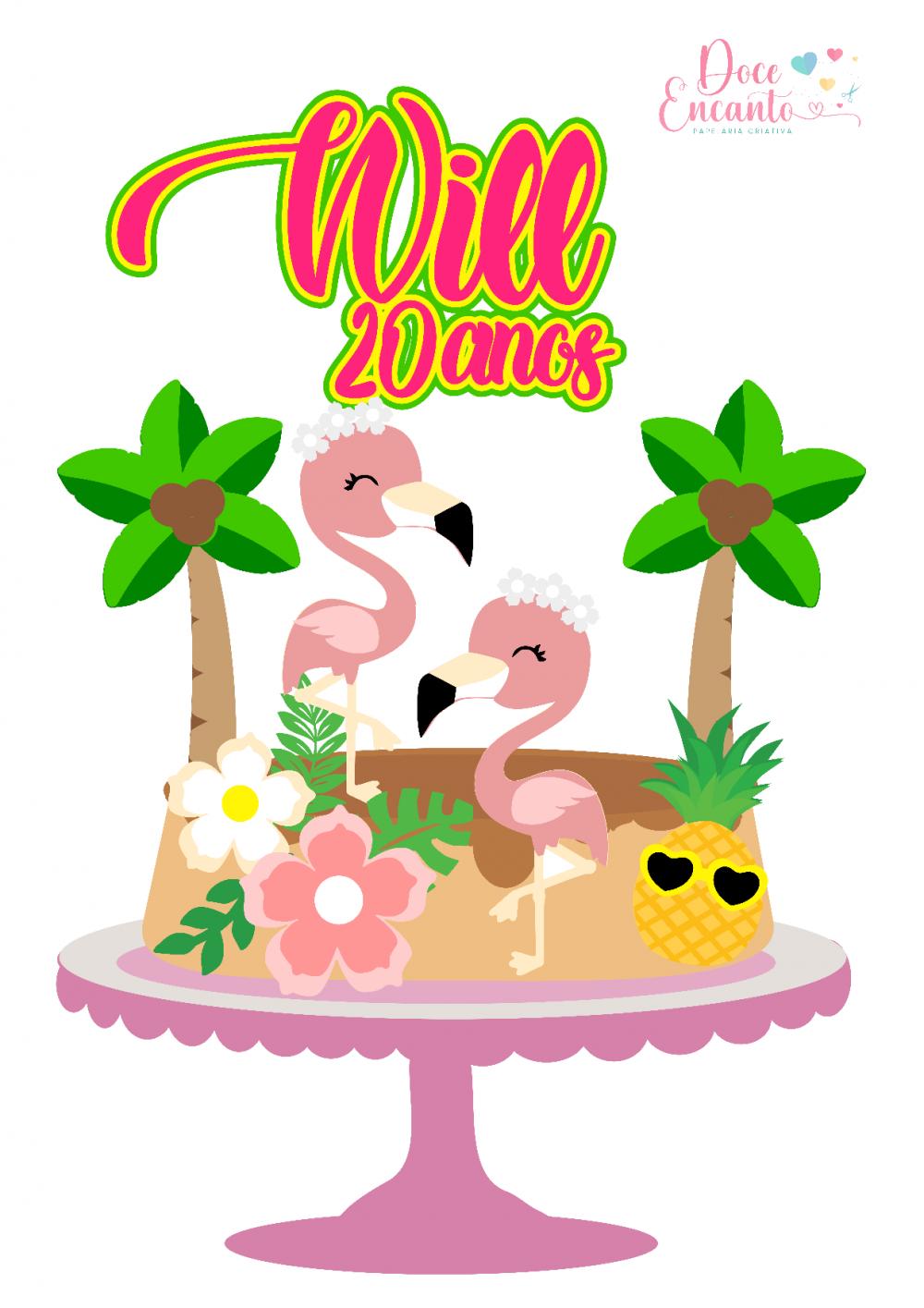 Arquivo de corte topo de bolo Flamingo