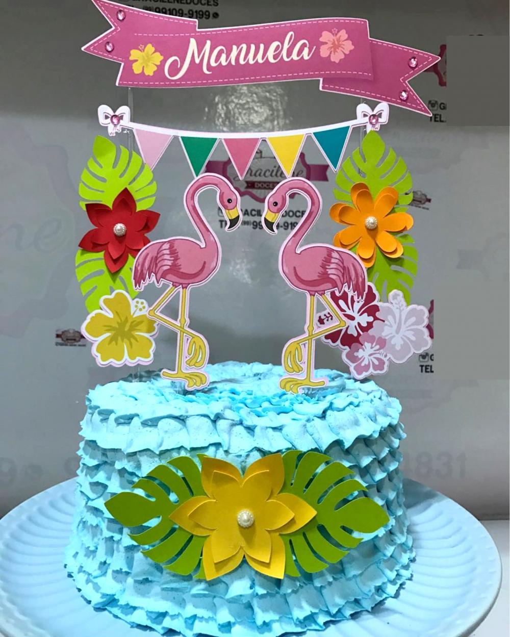 Arquivo de corte topo de bolo Flamingo