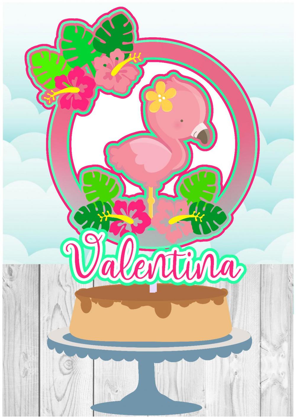 Arquivo de corte topo de bolo Flamingo