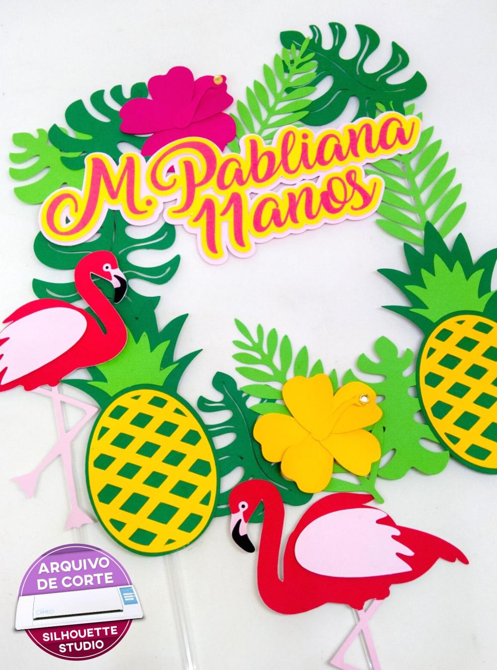 Arquivo de corte topo de bolo Flamingo