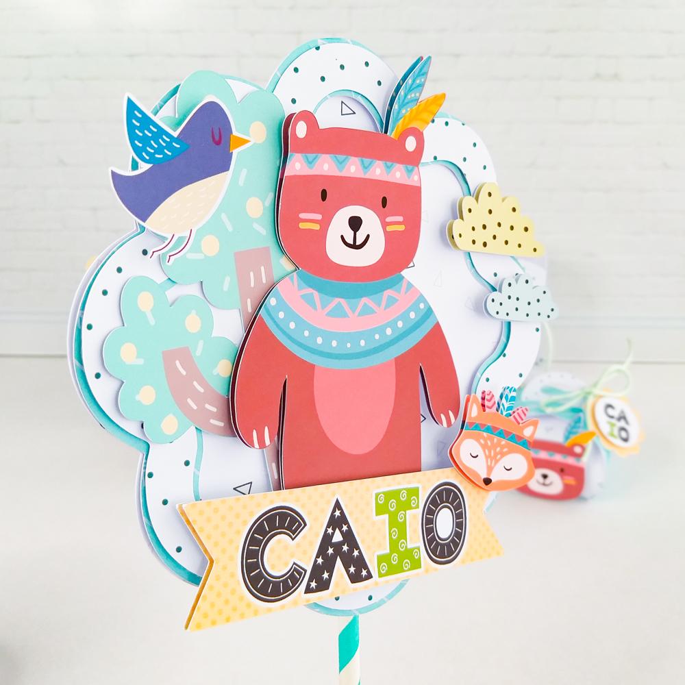 Arquivo de corte topo de bolo animais do Urso Boho