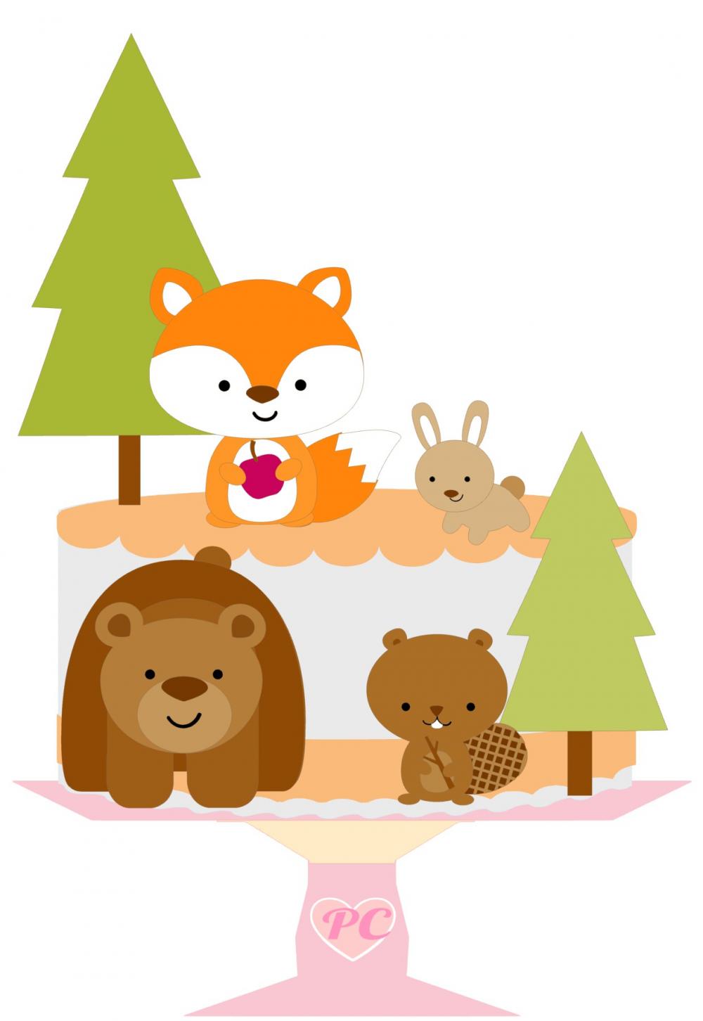 Arquivo de corte topo de bolo animais do Bosque