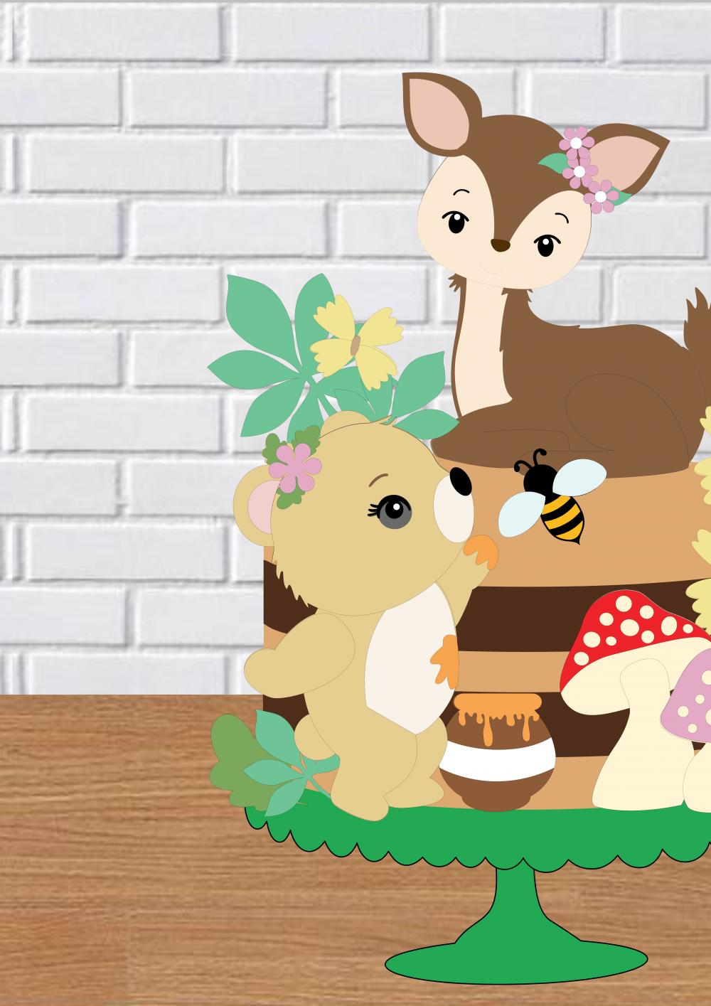 Arquivo de corte topo de bolo animais do Bosque