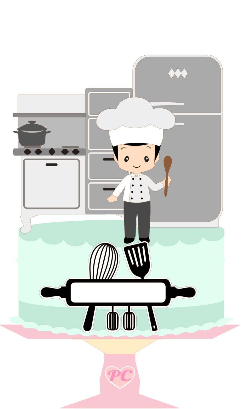 Arquivo de corte topo de bolo Chef de Cozinha