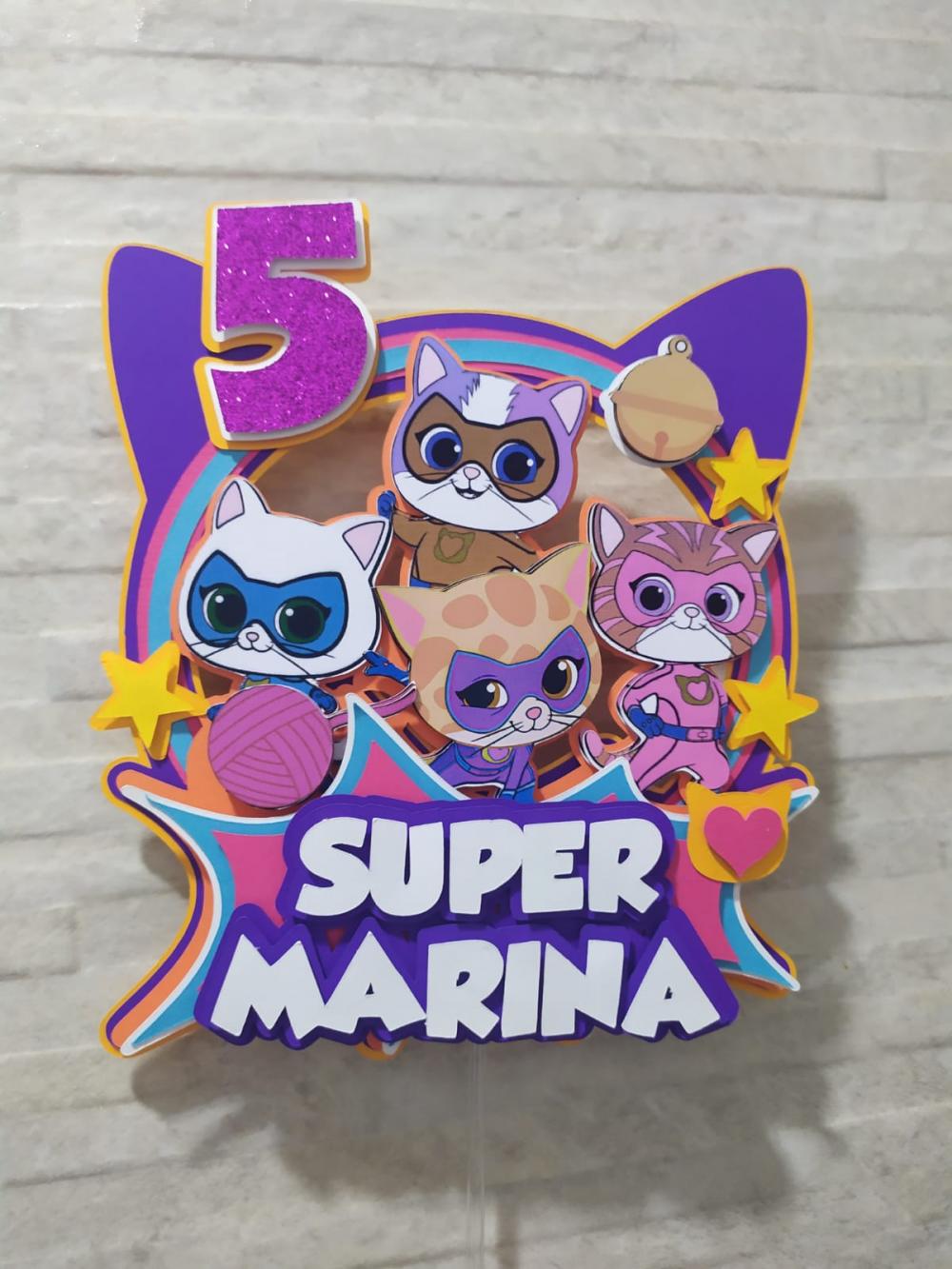 Topo de Bolo Super kitties