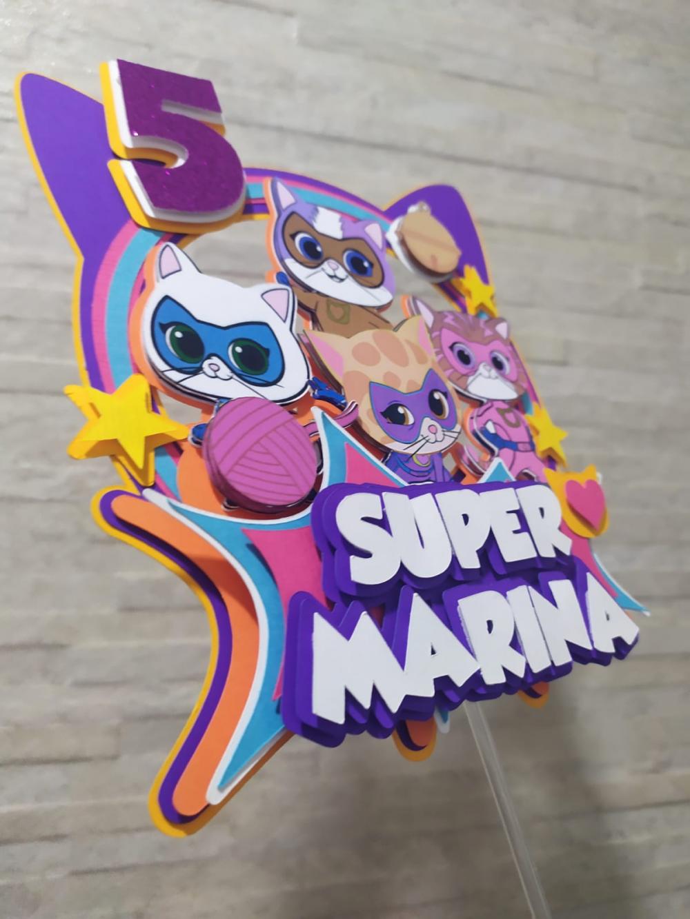 Topo de Bolo Super kitties