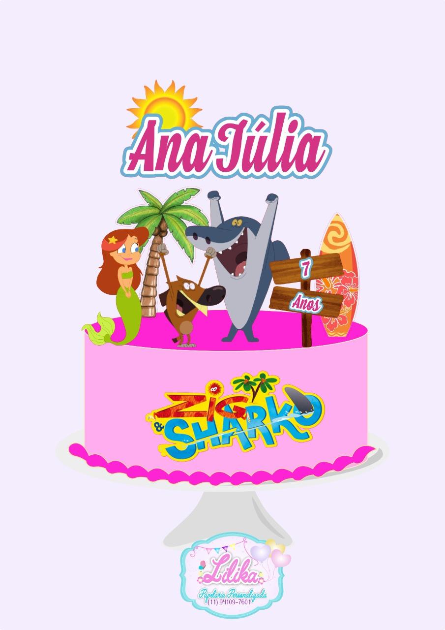Topo de bolo Zig e Sharko