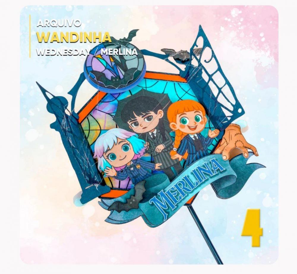 Topo de bolo Wandinha