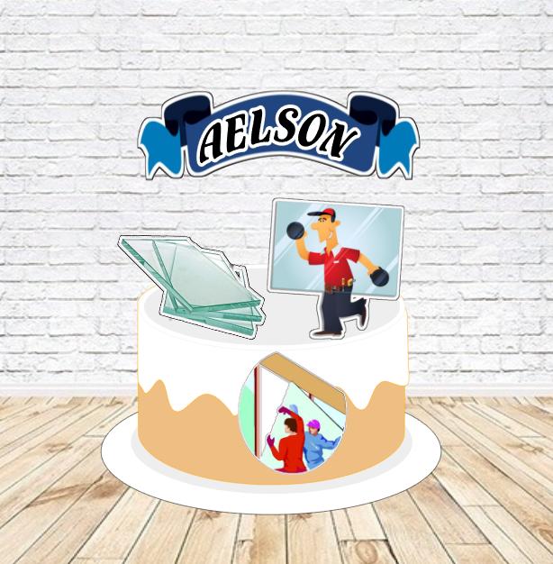 Topo de bolo Vidraceiro