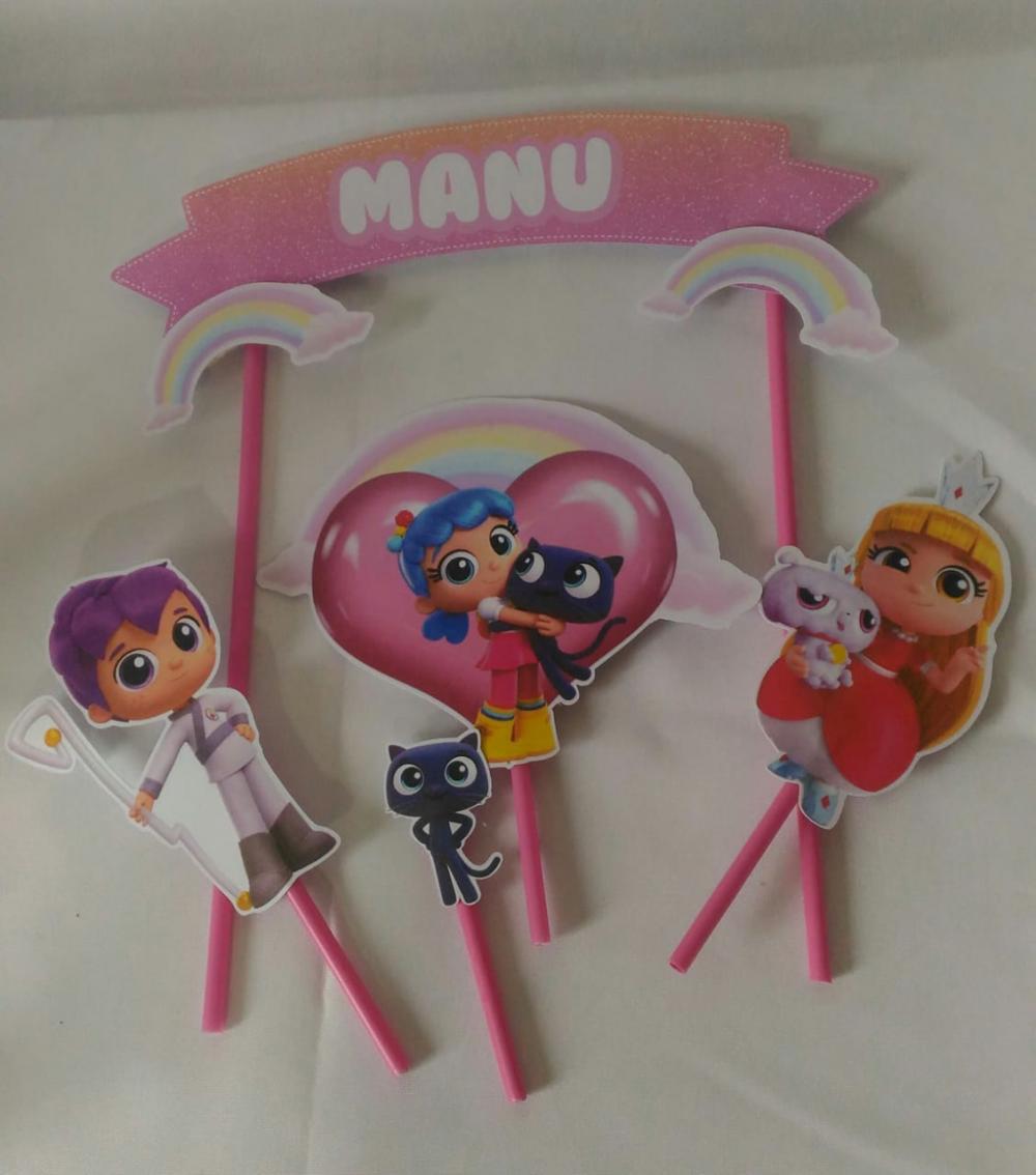 Topo de bolo Vera e o Reino do Arco Íris