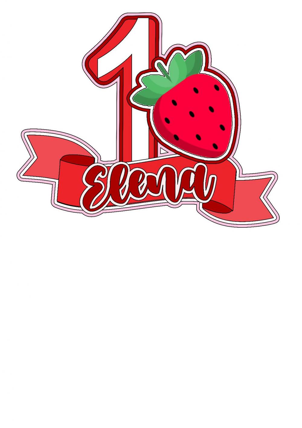 Topo de bolo Poderoso Morango