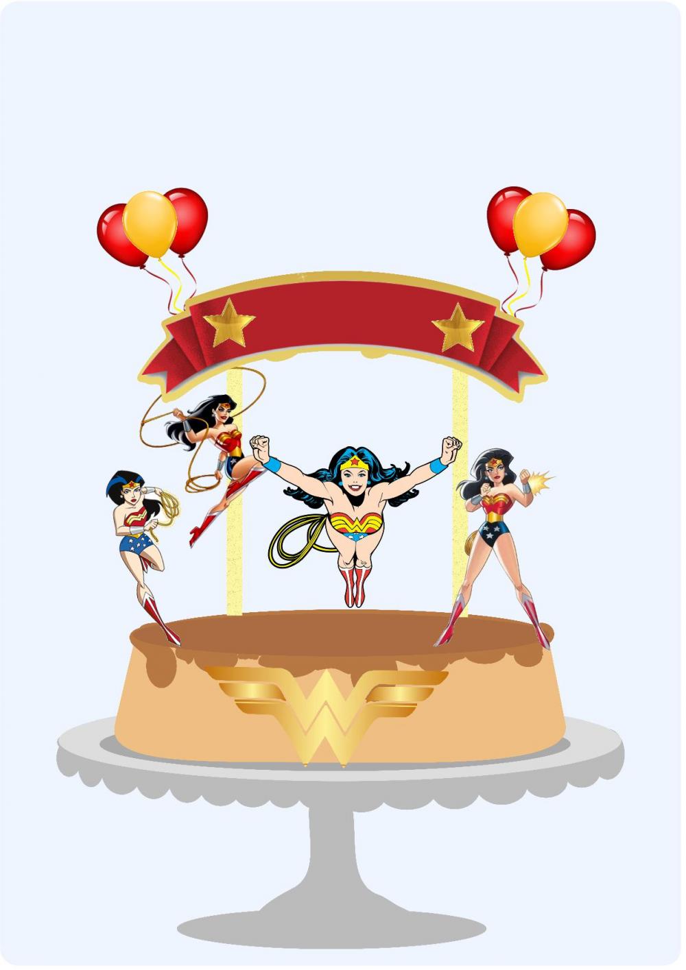 Topo de Bolo Mulher Maravilha