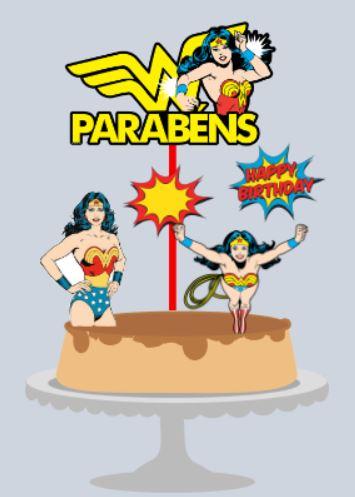 Topo de Bolo Mulher Maravilha