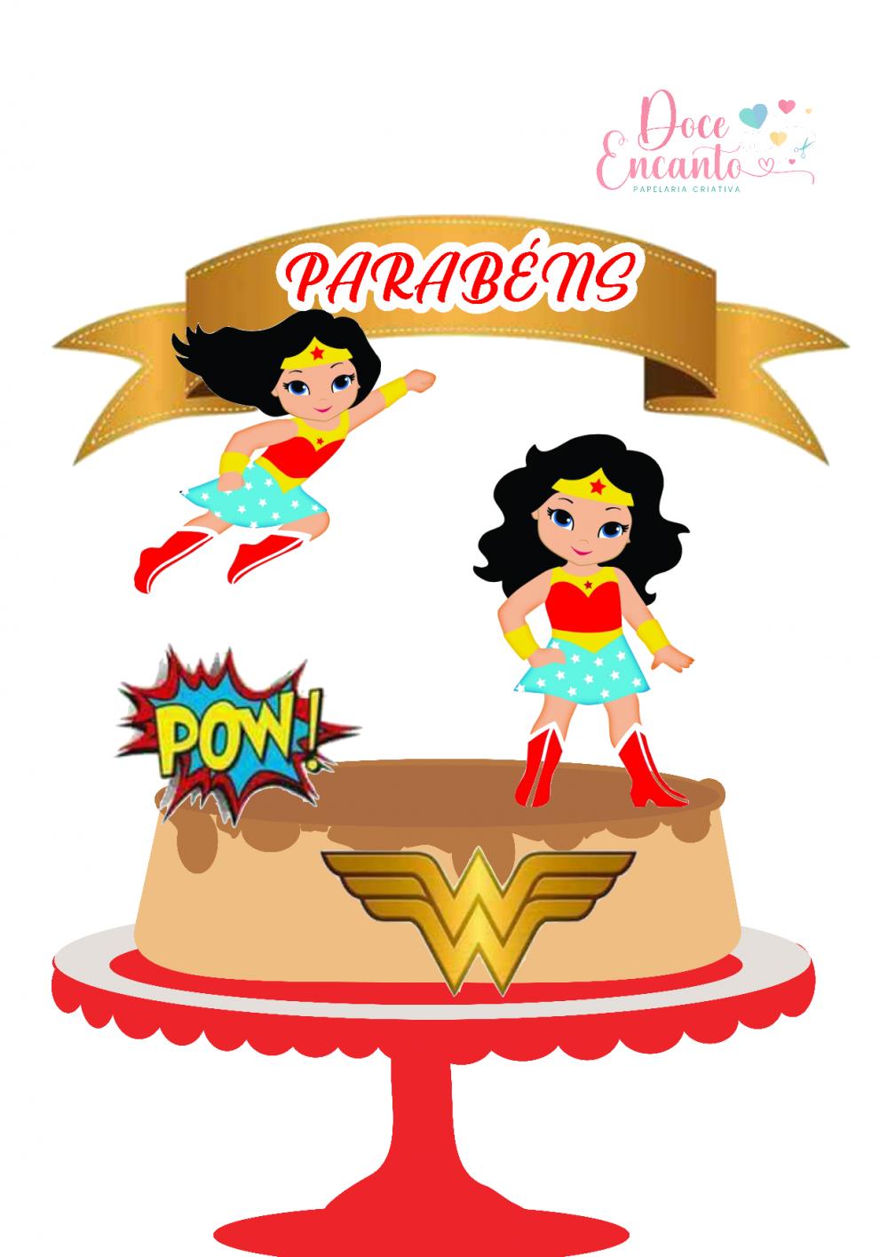 Topo de Bolo Mulher Maravilha