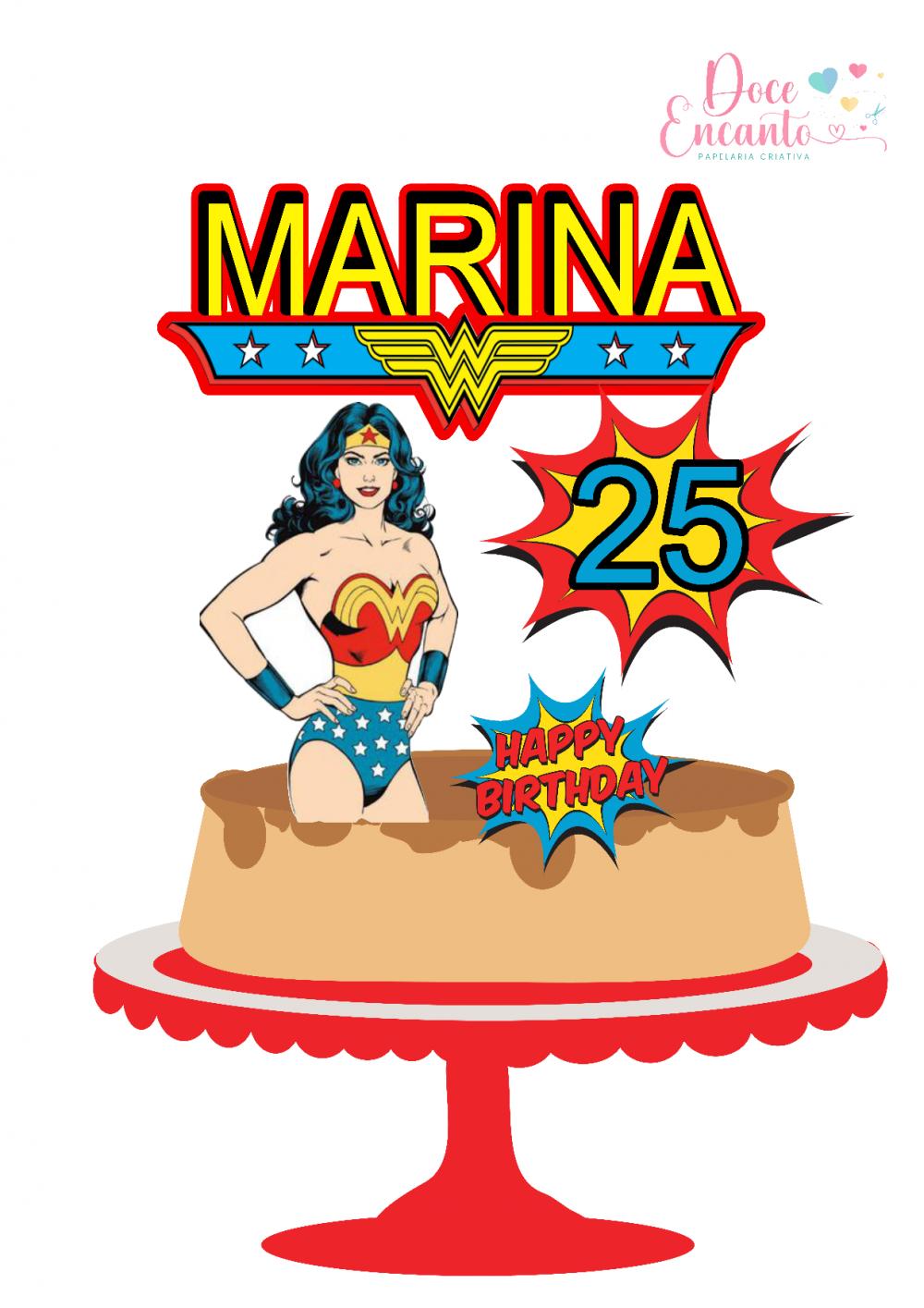 Topo de Bolo Mulher Maravilha