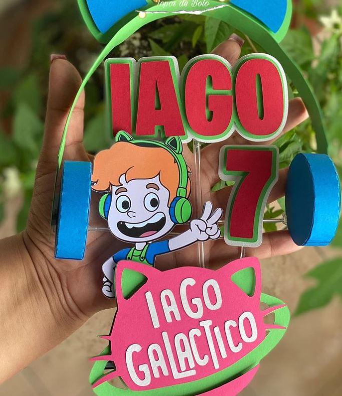 Topo de Bolo Gato Galatico