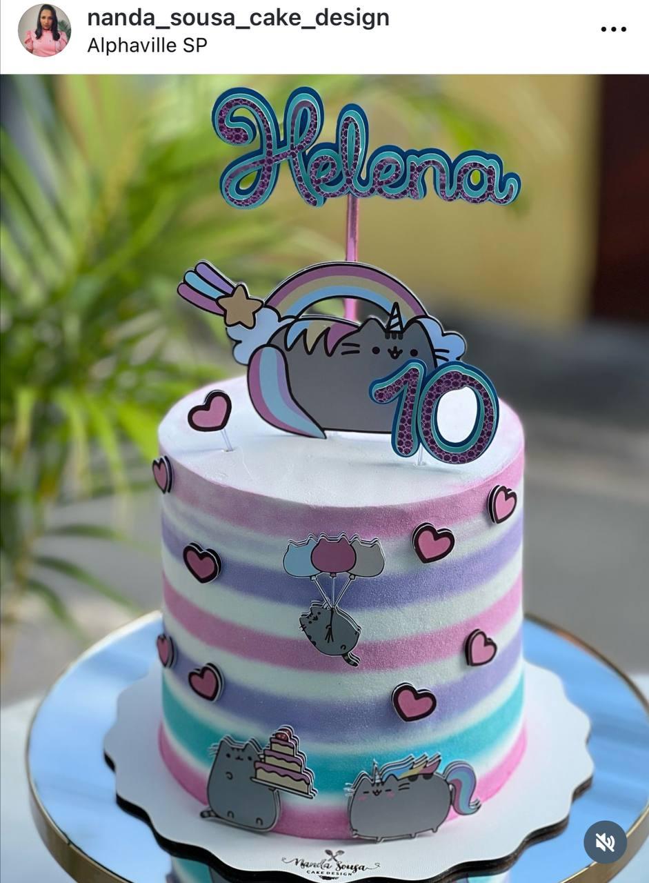 Topo de bolo Pusheen