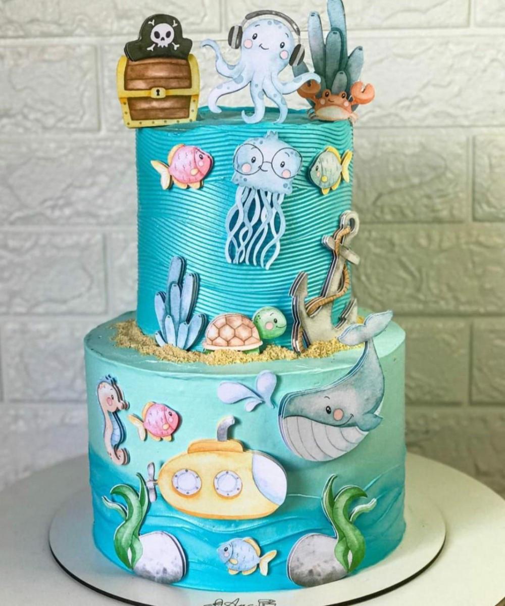 Topo de Bolo Fundo do Mar