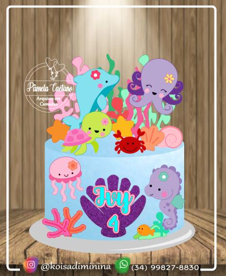 Topo de Bolo Fundo do Mar