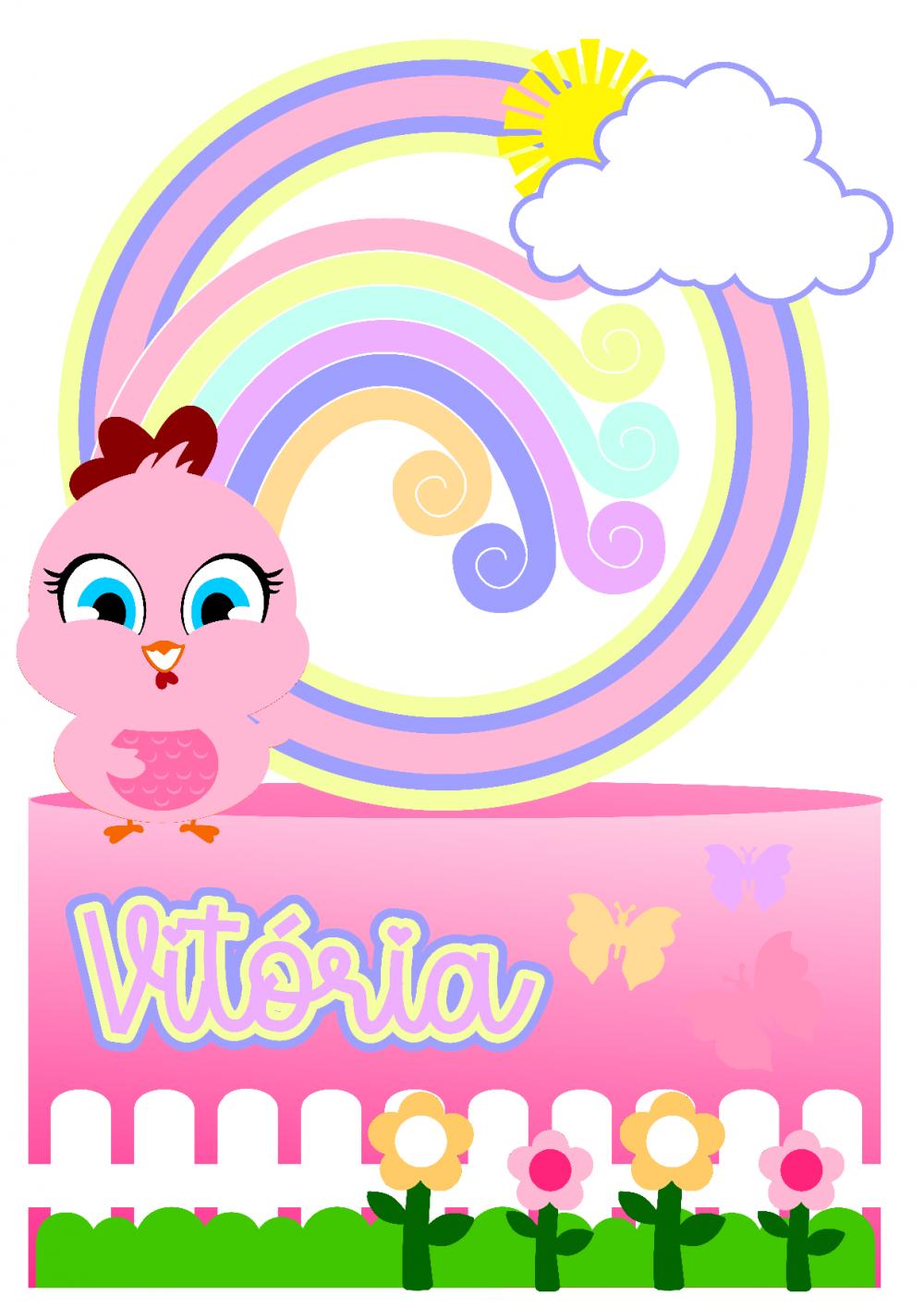 Topo de Bolo Galinha Baby