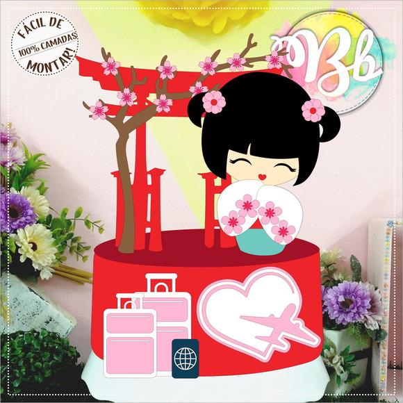 Topo de Bolo Kokeshi