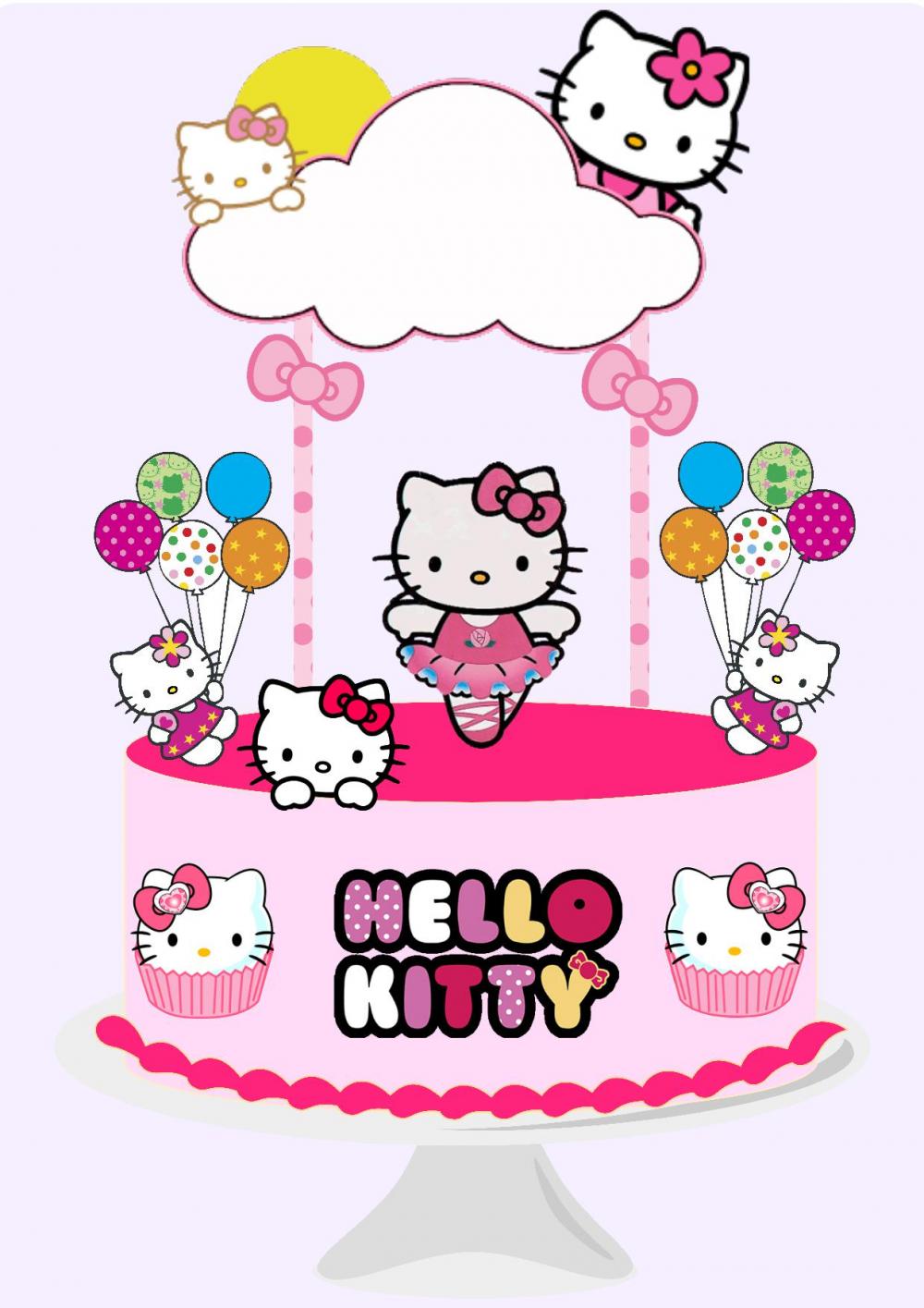 Topo de Bolo Hello Kitty