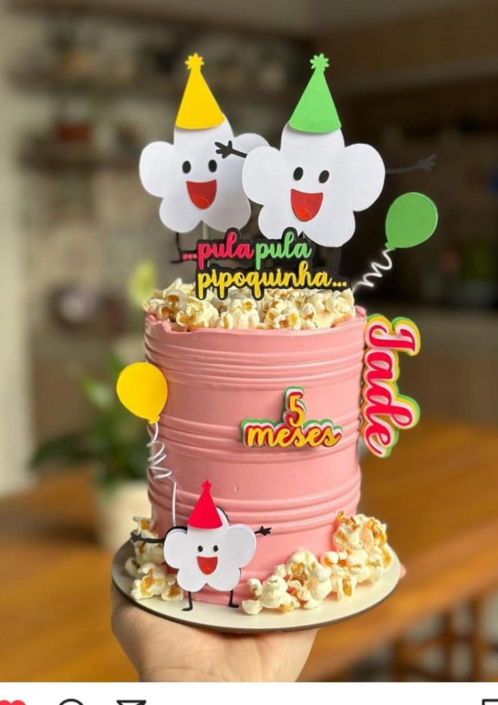 Topo de bolo Pipoquinha