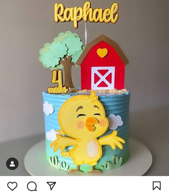 Topo de Bolo Pintinho Amarelinho