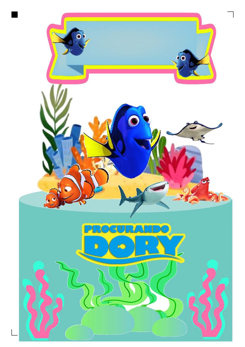 Topo de Bolo Procurando nemo