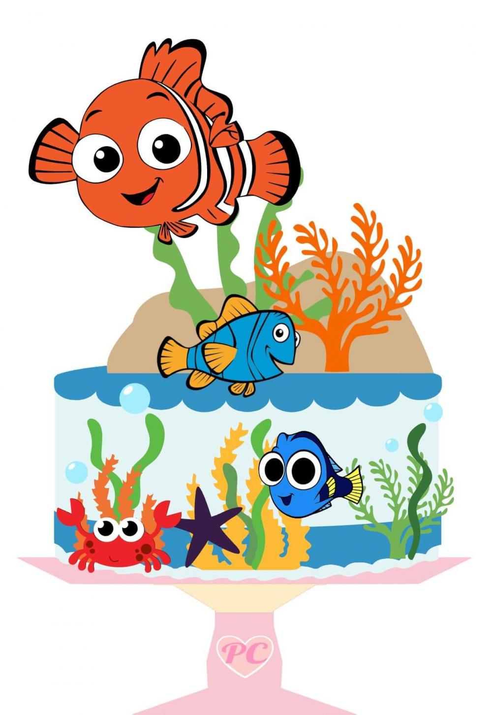 Topo de Bolo Procurando nemo