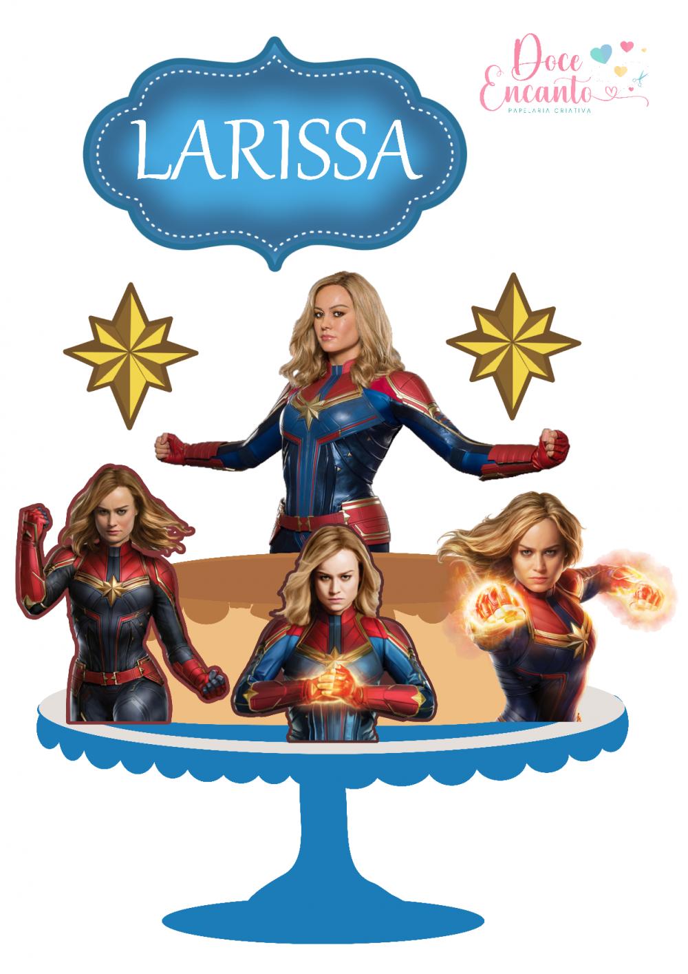 Topo de Bolo Capitâ Marvel