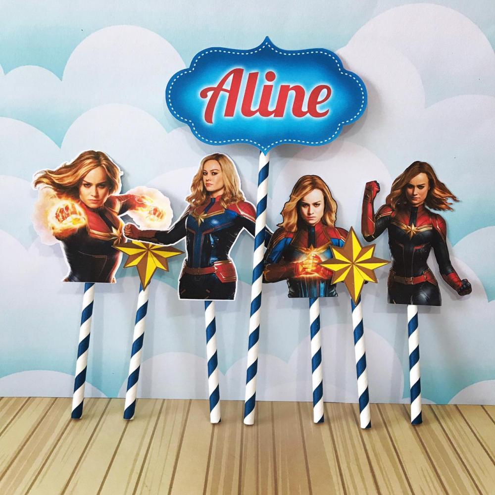 Topo de Bolo Capitâ Marvel