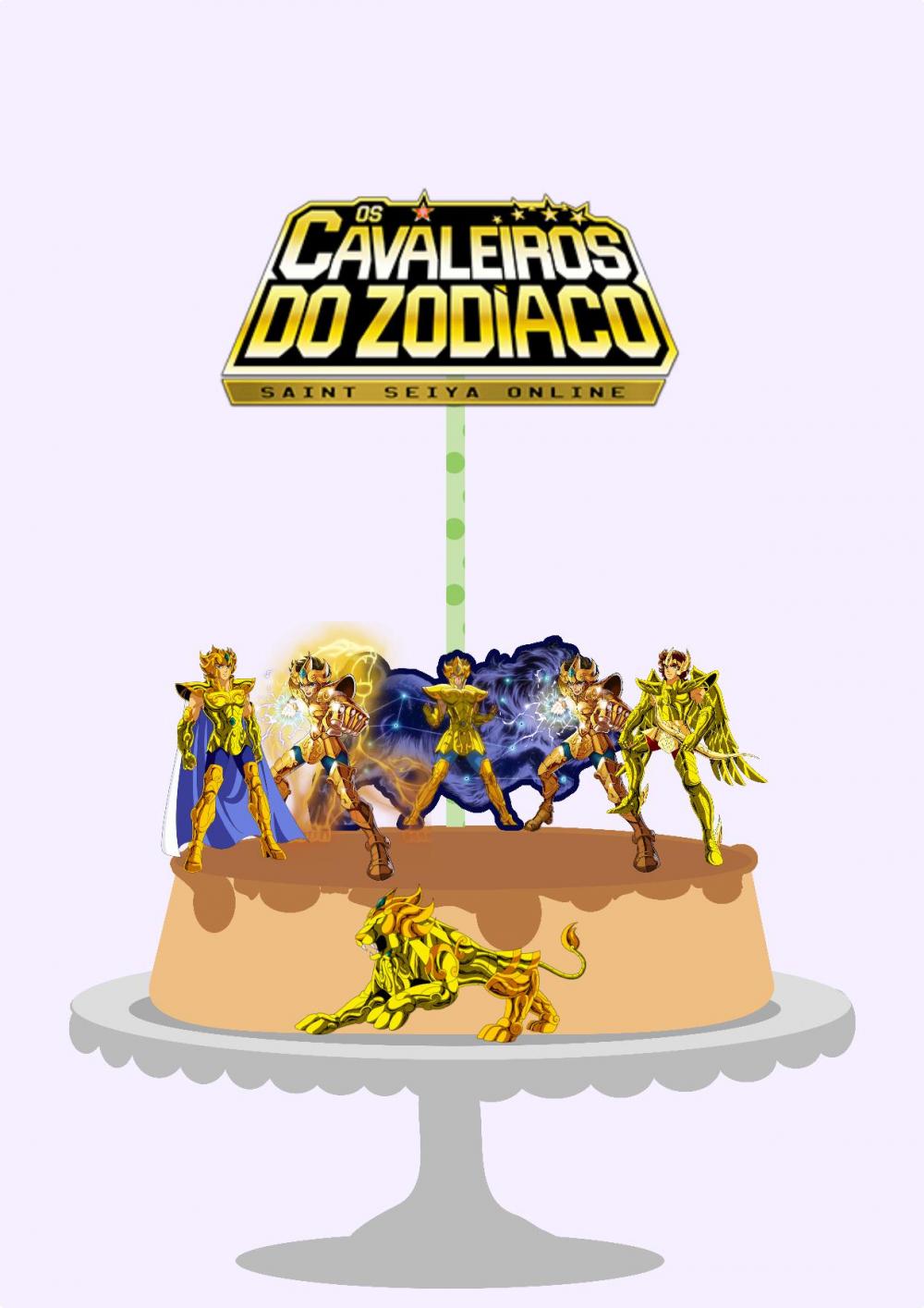 Topo de Bolo Cavaleiros do Zodiaco