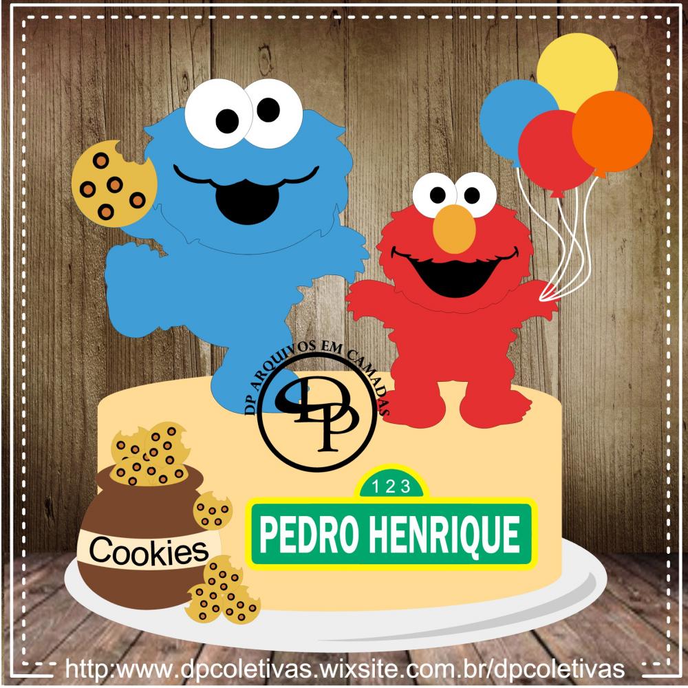 Topo de Bolo Cookie Monster