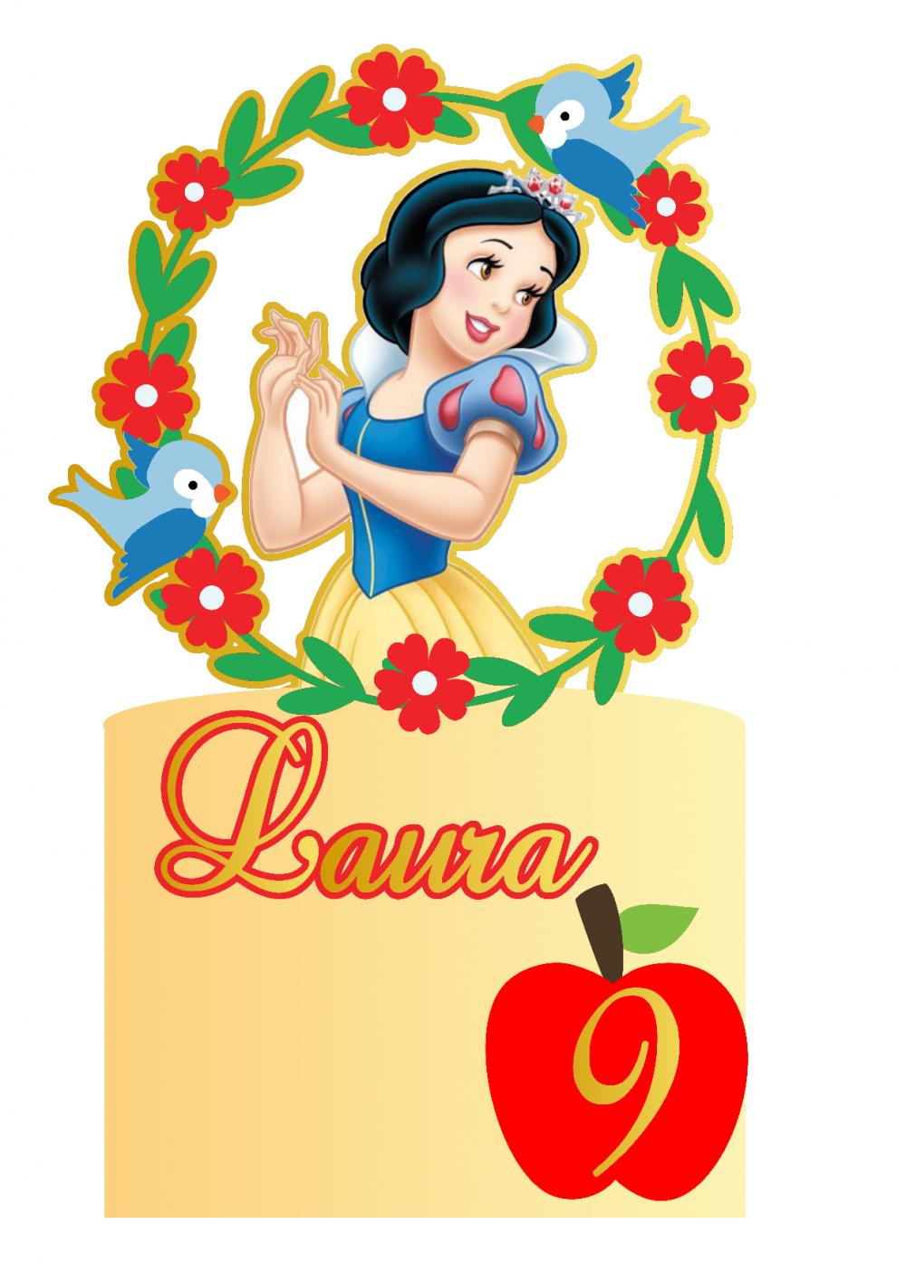 Topo de Bolo Branca de Neve