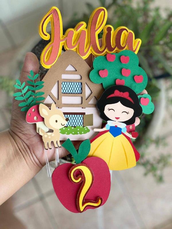 Topo de Bolo Branca de Neve