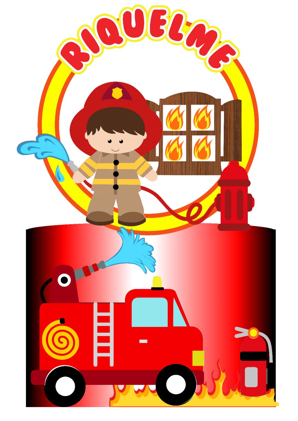 Topo de bolo Bombeiro