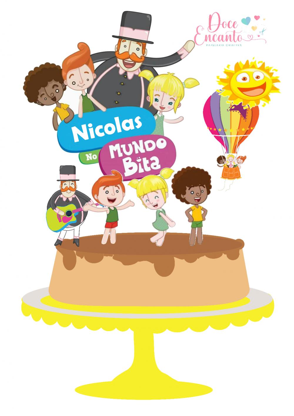 Topo de Bolo Mundo Bita