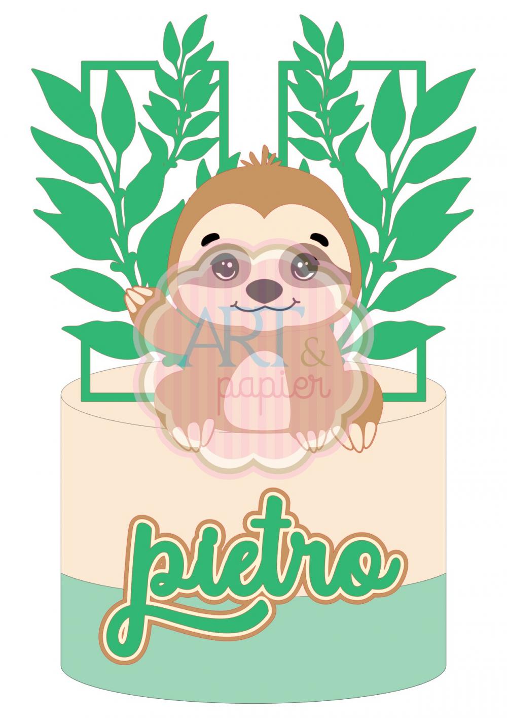 Topo de Bolo Bicho Preguiça