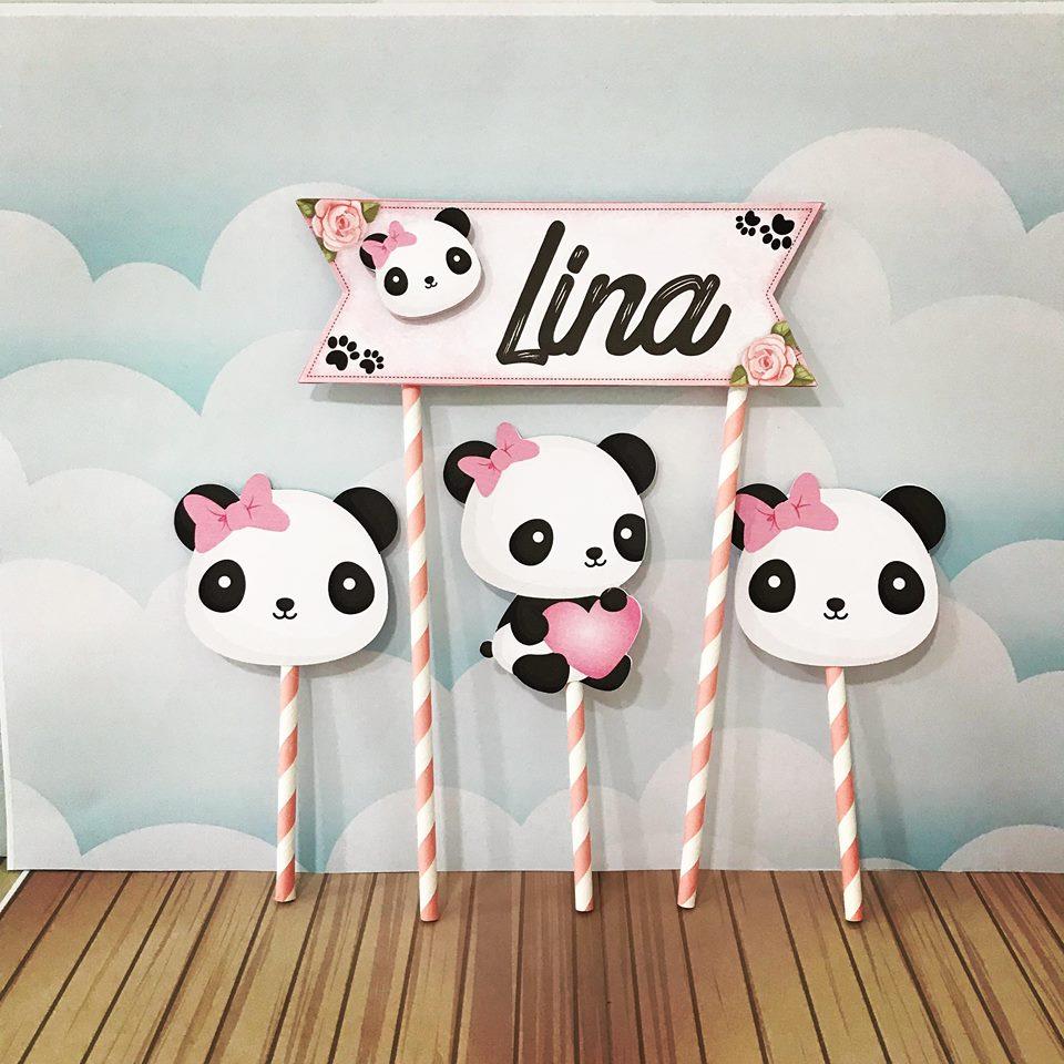 Topo de Bolo Panda