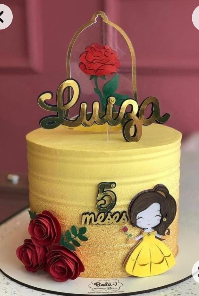 Topo de bolo A bela e a fera