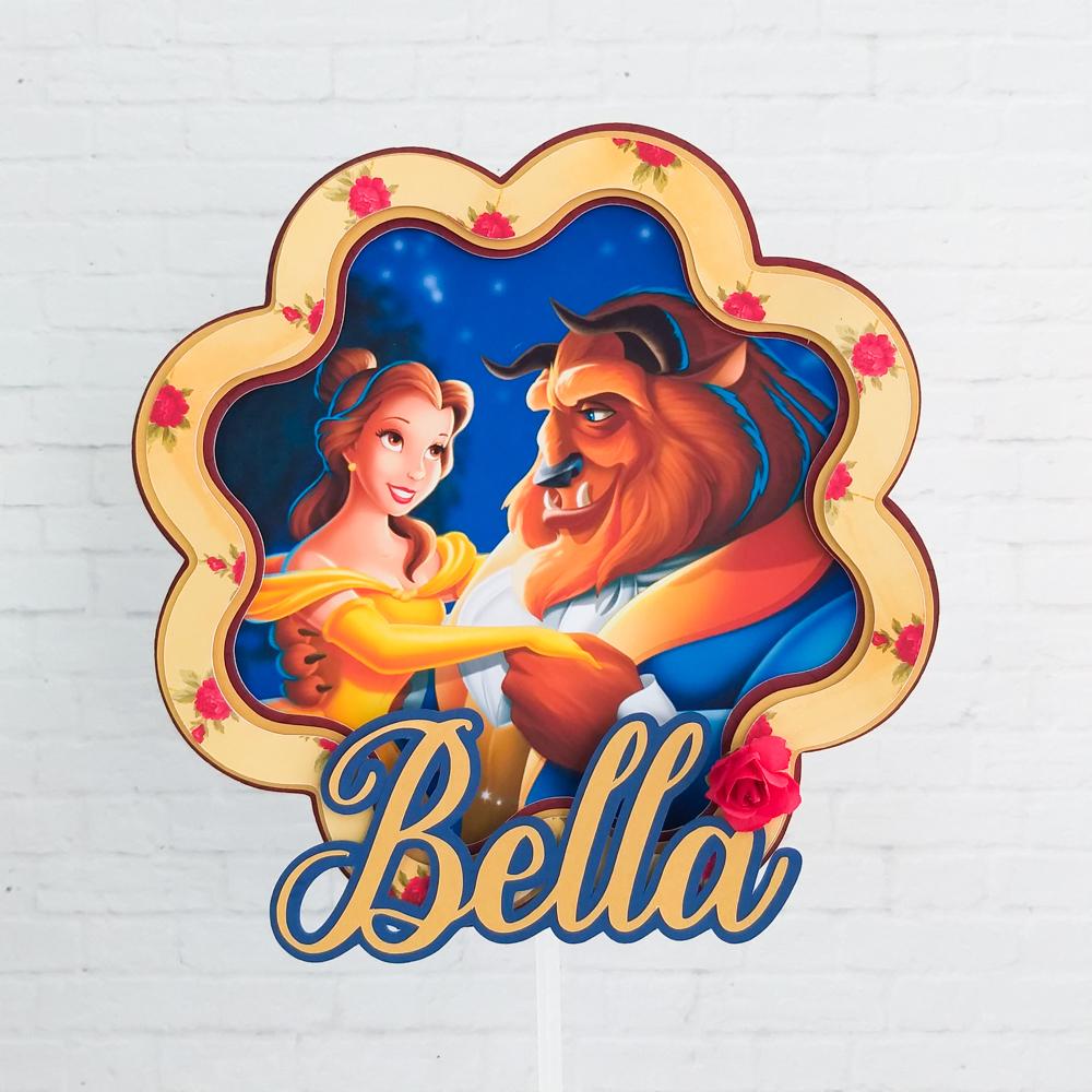 Topo de bolo A bela e a fera