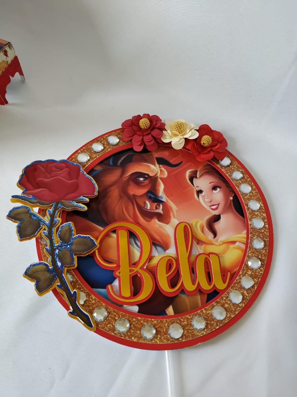 Topo de bolo A bela e a fera