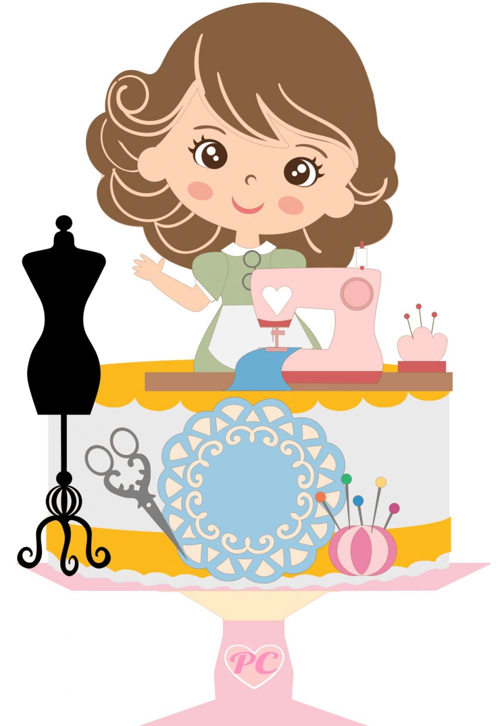 topo de bolo Costureira